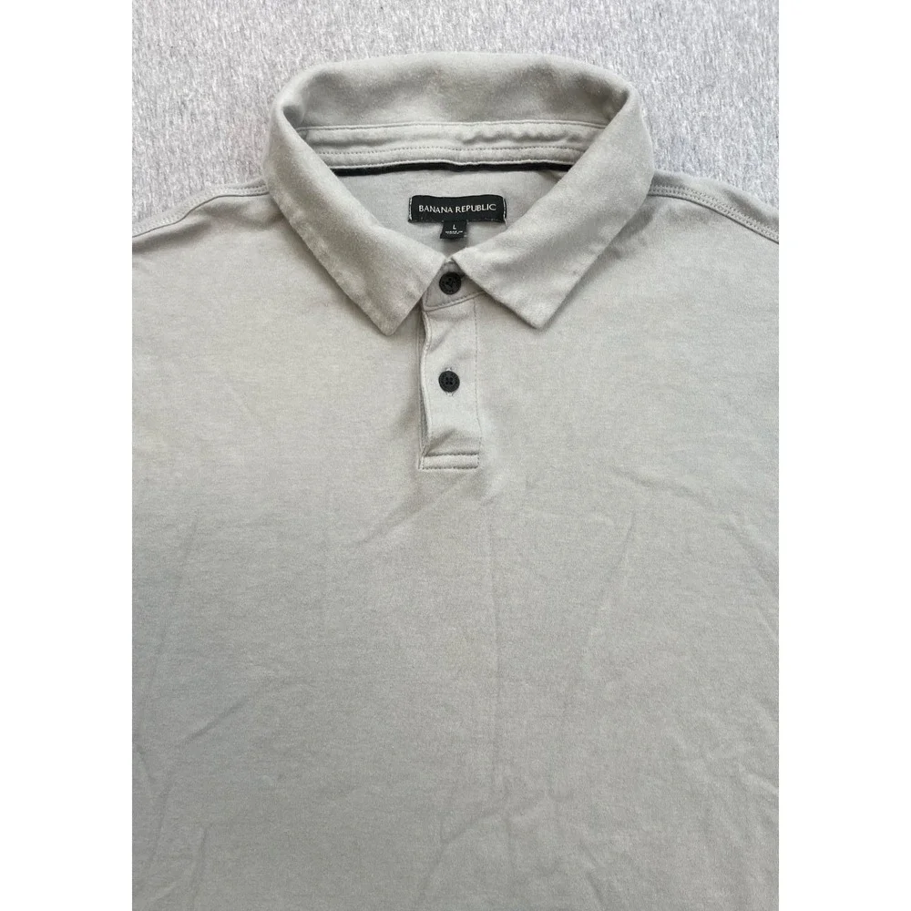 Banana Republic Polo Mens Large Gray 100% Cotton Long Sleeve